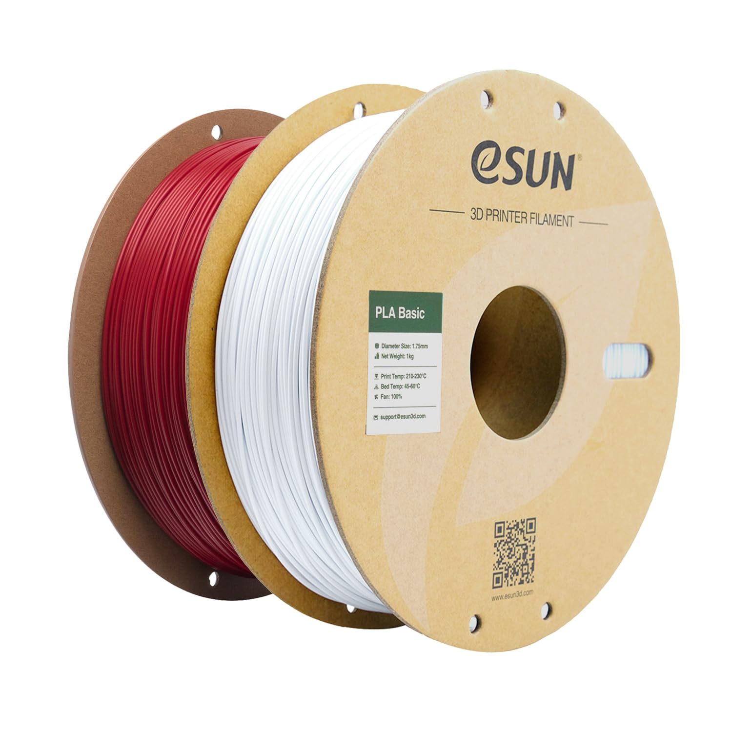 eSUN Filamento PLA 1,75 mm, filamento di Basic PLA 2kg Rosso Fuoco & Bianco Freddo