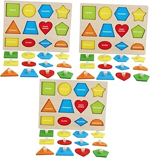Toyvian 3 Conjuntos De Quebra-Cabeças De Madeira Para Crianças De 1 A 3 Anos Brinquedos De Aprendizagem Quebra-Cabeça De Madeira Quebra-Cabeça Geométrico Quebra-Cabeças 3D Brinquedos