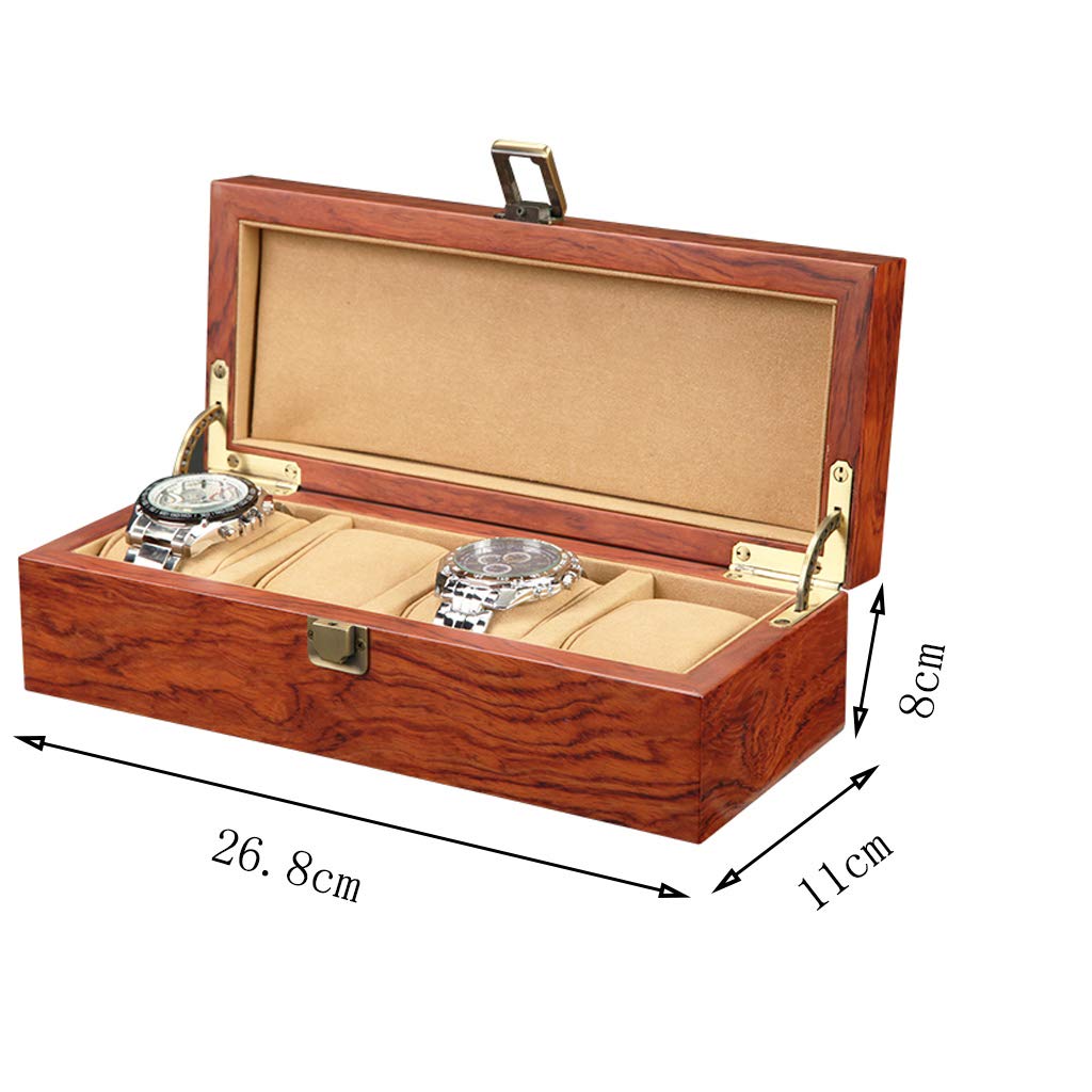 PrésenBoîte Coffret à Montre Bijoux 4-fente luxe cas affichage boîte de rangement montre vitrine bouton en métal cadeau pour hommes plateau valet pour hommes magasin de bijoux Bracelet taie d'oreil