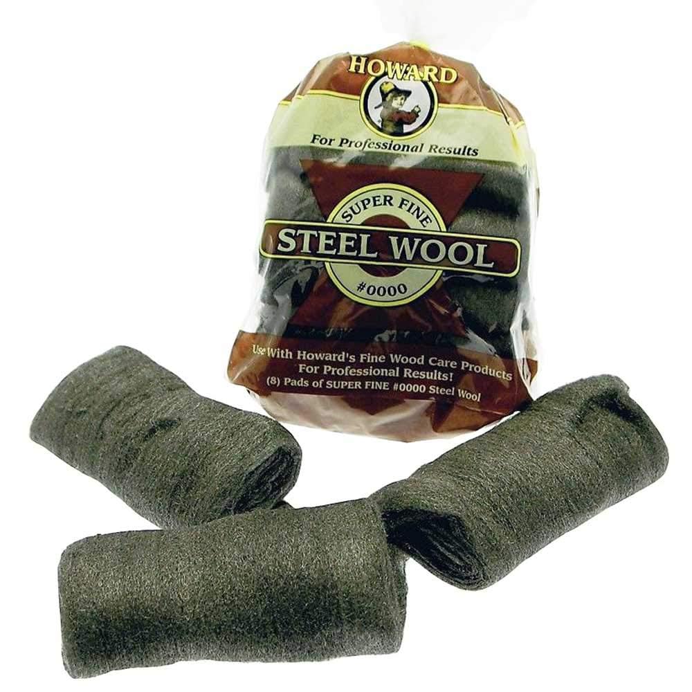 HOWARD Products STWS8 High-Performance Grade 0000 Steel Wool, 8-Pack for Use with Howard Restor-A-Finish, Howard Feed-N-Wax & More