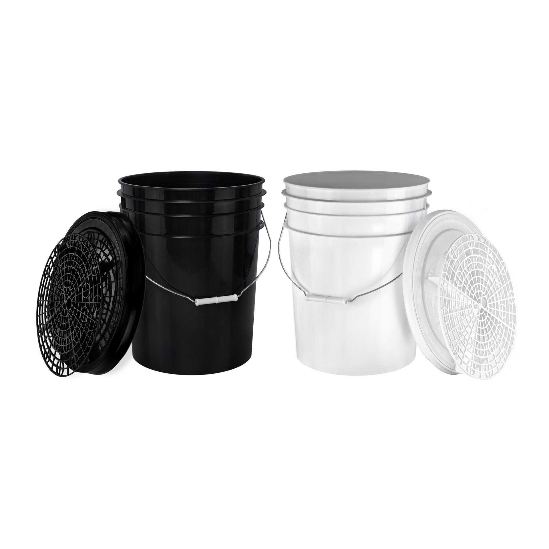 BenBow kit de Lavage Auto : 2 seaux de 20 litres avec 2 grilles de Lavage filtrantes et 2 couvercles de Seau - idéal pour Un Nettoyage Efficace et sans Rayures - de Lavage à Deux seaux