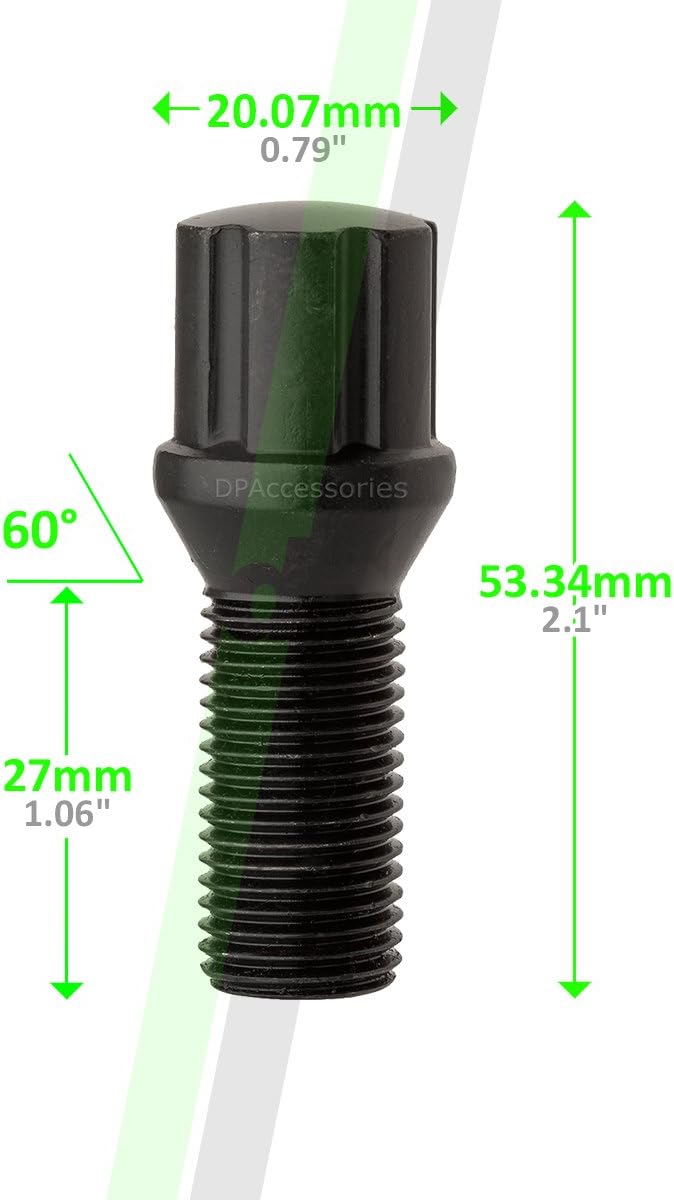 Exсluѕіvе DPAccessories BS27K5HE-BK04020 20 Black 14x1.5B Spline Tuner Lug Bolts for Aftermarket Wheels - 27mm Shank Chеареѕt 🛒 DPAccessories BS27K5HE-BK04020 20 Black 14x1.5B Spline Tuner Lug Bolts for Aftermarket Wheels - 27mm Shank