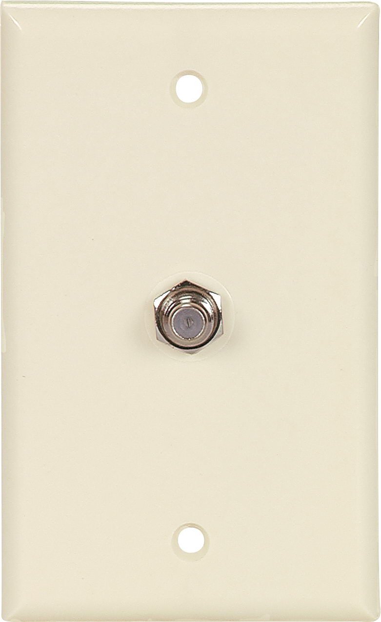 Cooper Wiring Devices 1172A 1-Gang Coaxial Cable Wall Plate, F-Type CATV Video Jack, Almond