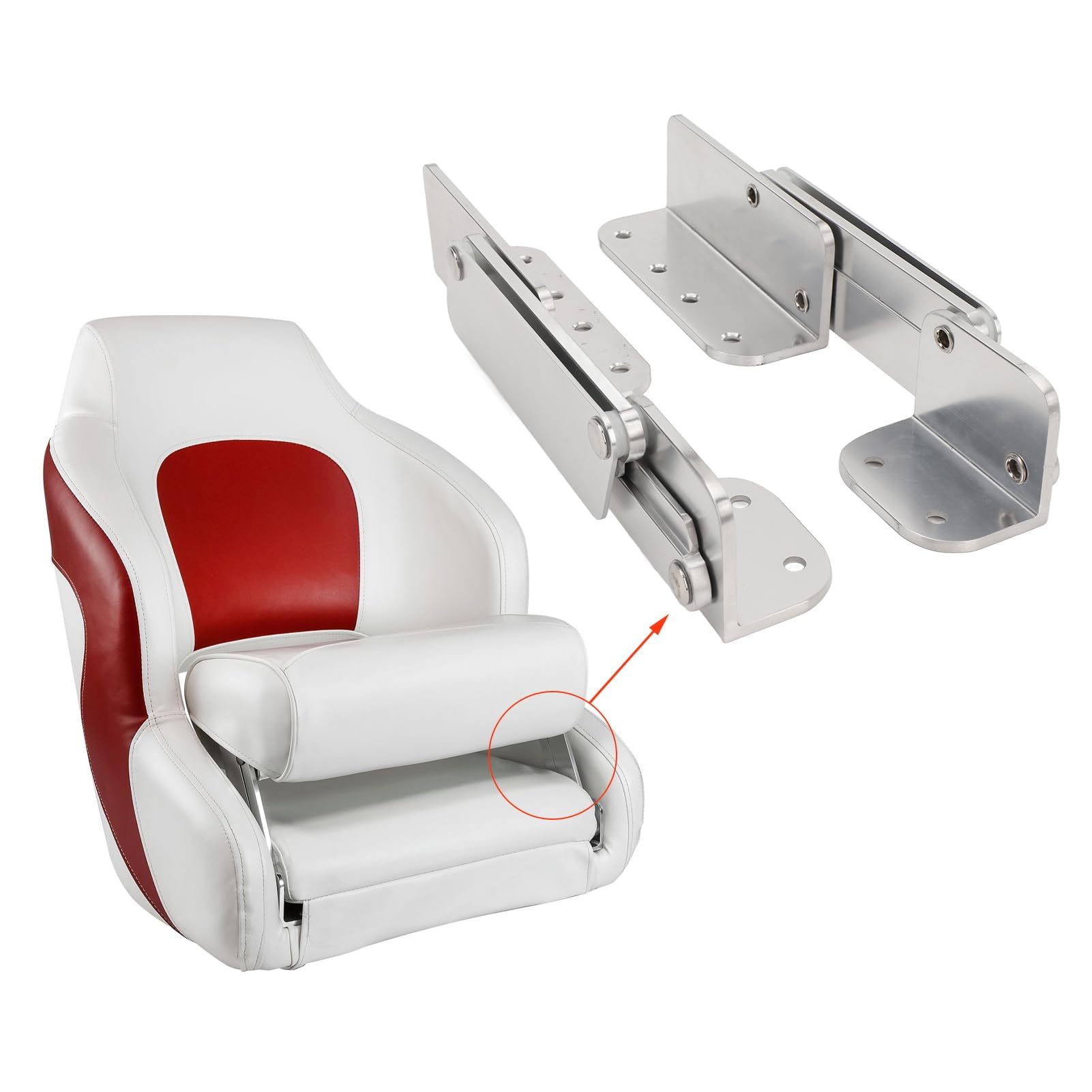 2 Stück Bootssitz-Montagescharniere, Bootssitzscharniere Aluminiumlegierung Bootspolster-Sitzscharnier Marinescharnier für Yacht Boot Hochklappbar von 0 Bis 120 Grad