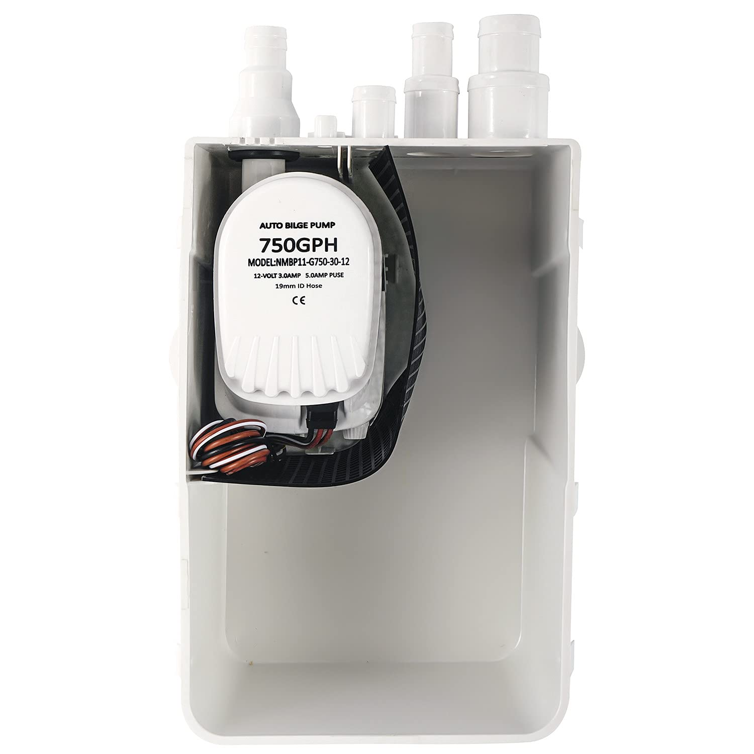 FreeTec Boot Marine Duschwanne Pumpe Drain Einlässe Ablauf Kit System Duschsumpfpumpensystem Bilge 12V 750 GPH Multi Port Drain Box