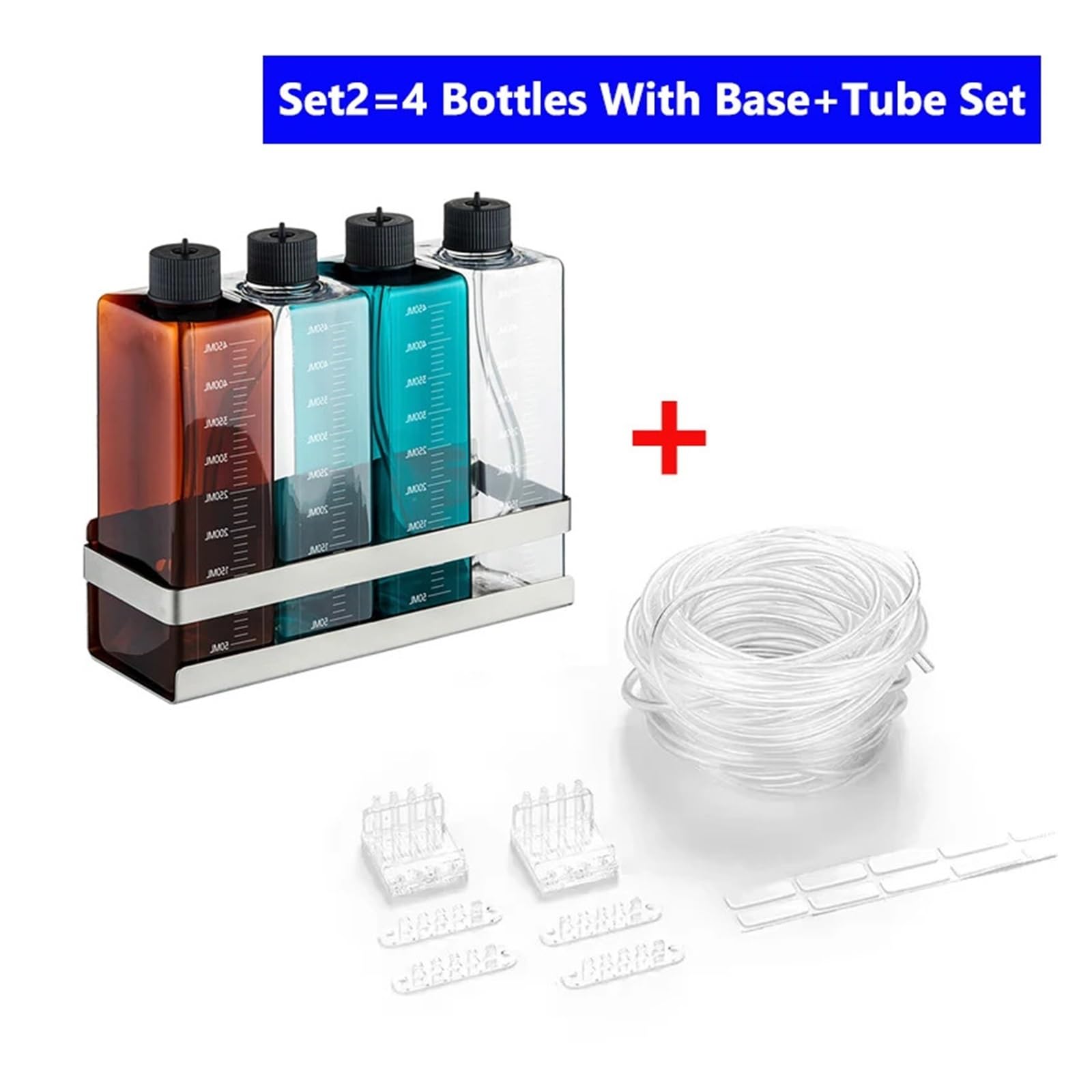 Grass Tank Seawater Tank Titration Pump Doser Bottle Aquarium Dosing Liquid Container(Set2-With Base)