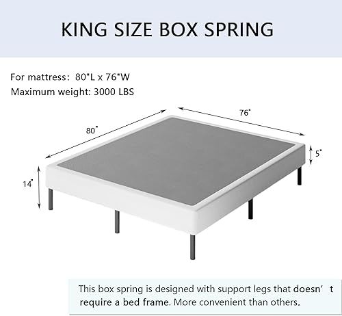Miniatura 3 de VTWAZAST Somier metálico de 14 pulgadas, patas incluidas, base de colchón resistente, fácil montaje