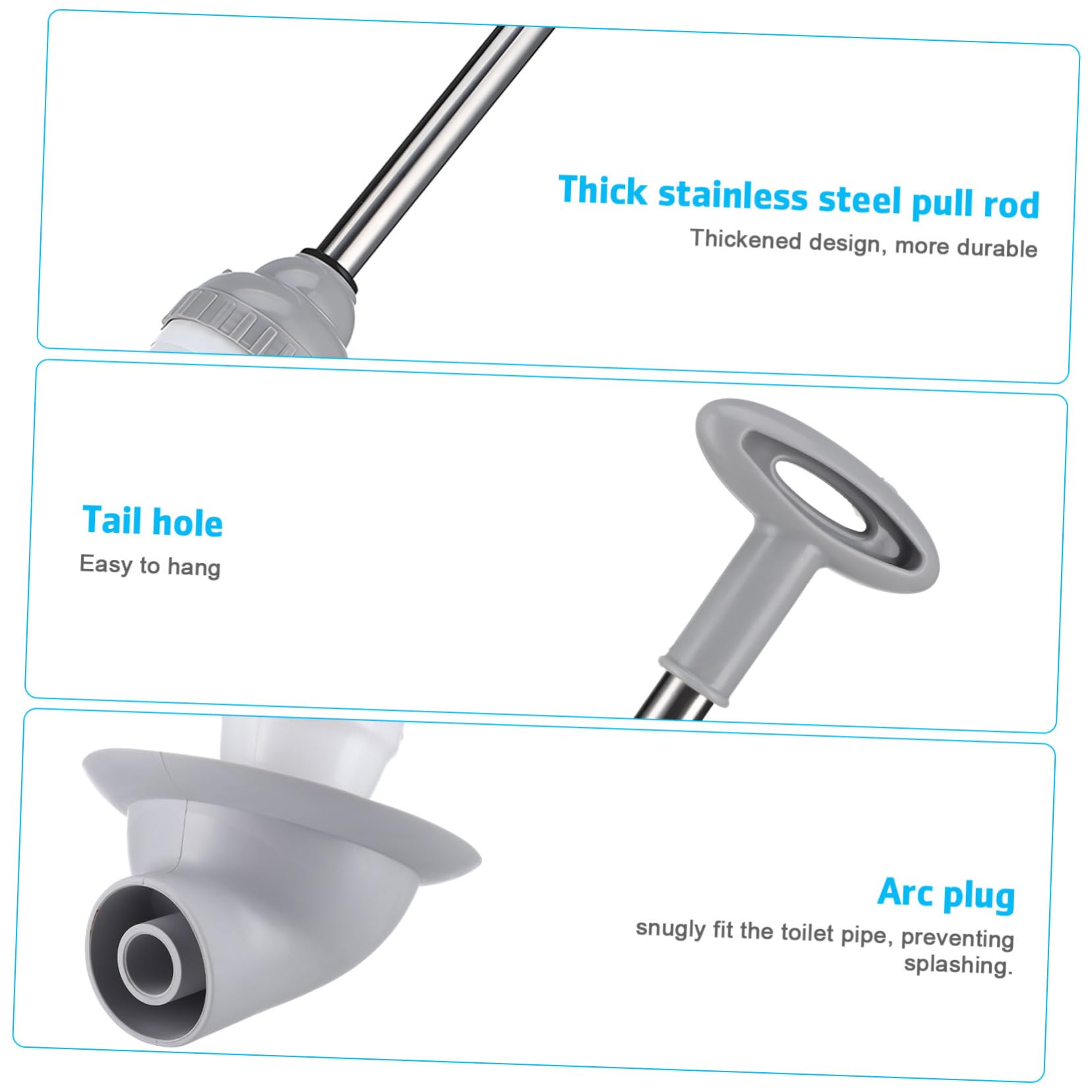 HOMSFOU Stura WC ad Alta Pressione Testa Curva in Acciaio Inox e Pp | Bianco, per Scarichi e Lavandini in Bagno o Cucina, Struttura Robusta per Uso Versatile