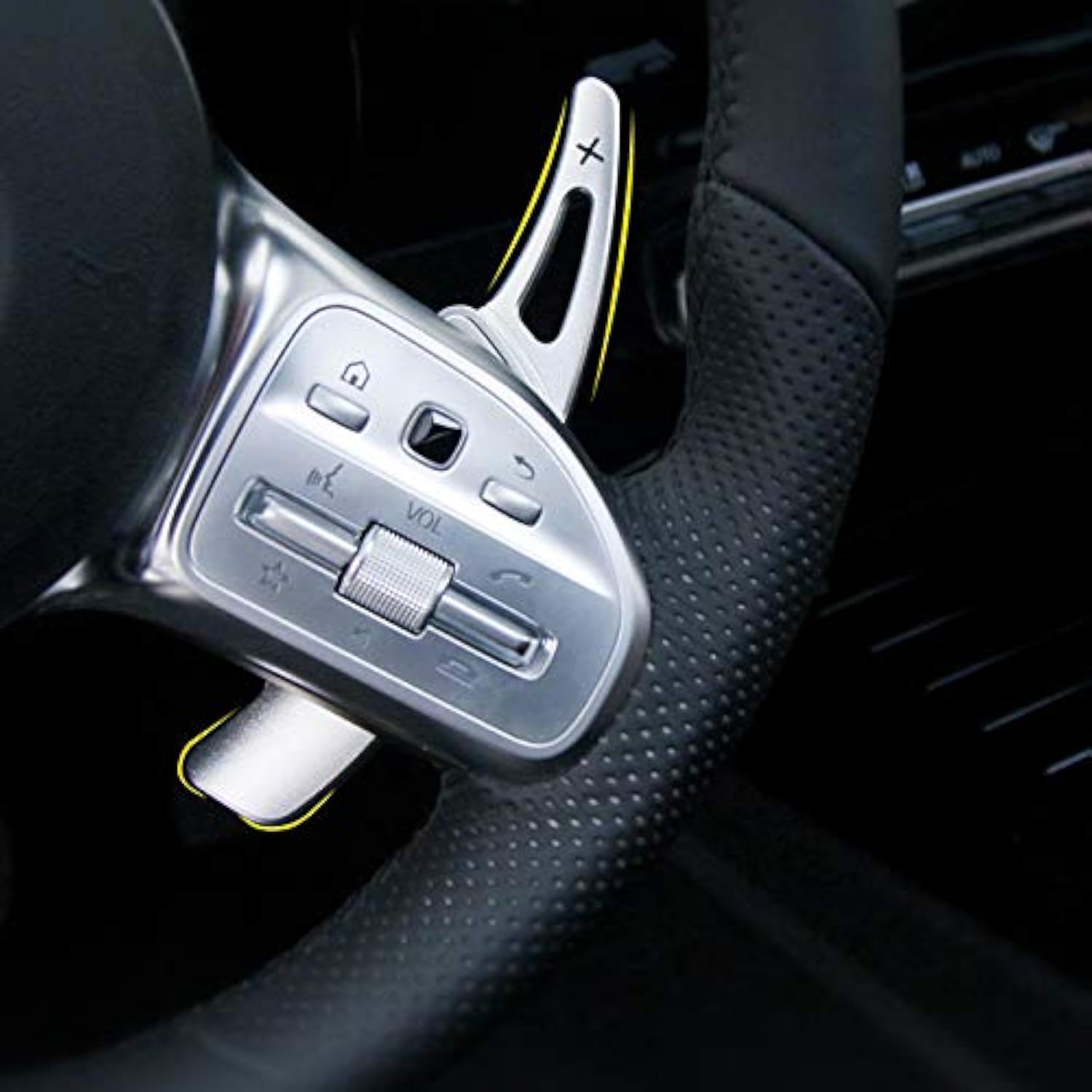 para Clase A W177 V177 2019-2021 Plata Volante de Dirección Palanca de Cambios Columna Decoración de Aleación de aluminio Interior del Automóvil 2 piezas (No para Clase A AMG)