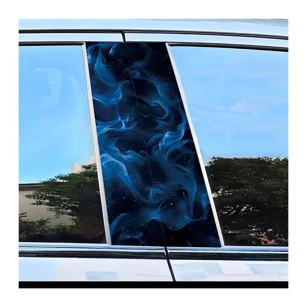 Decorative Items 2 Pieces of Car Center Pillar Sticker Blue Streamers Polyethylene Protective Film