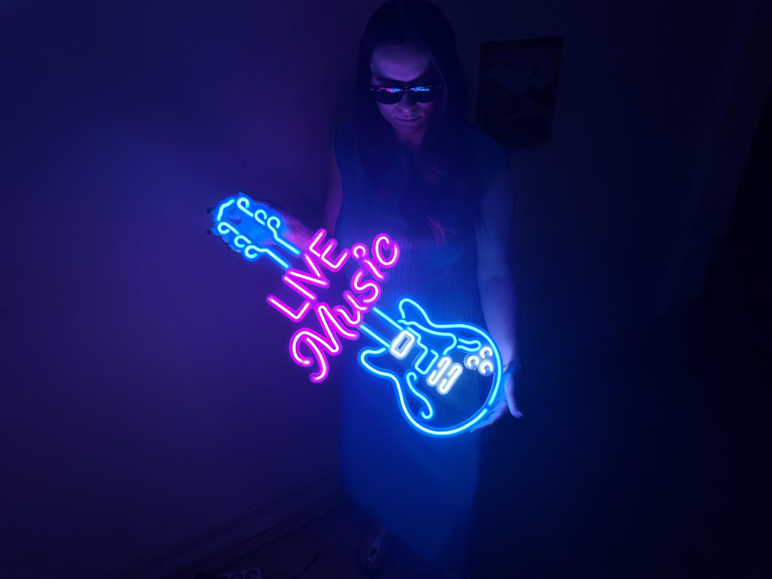 Enseigne néon en métal à LED pour bar, salle de musique ou maison (sans télécommande)