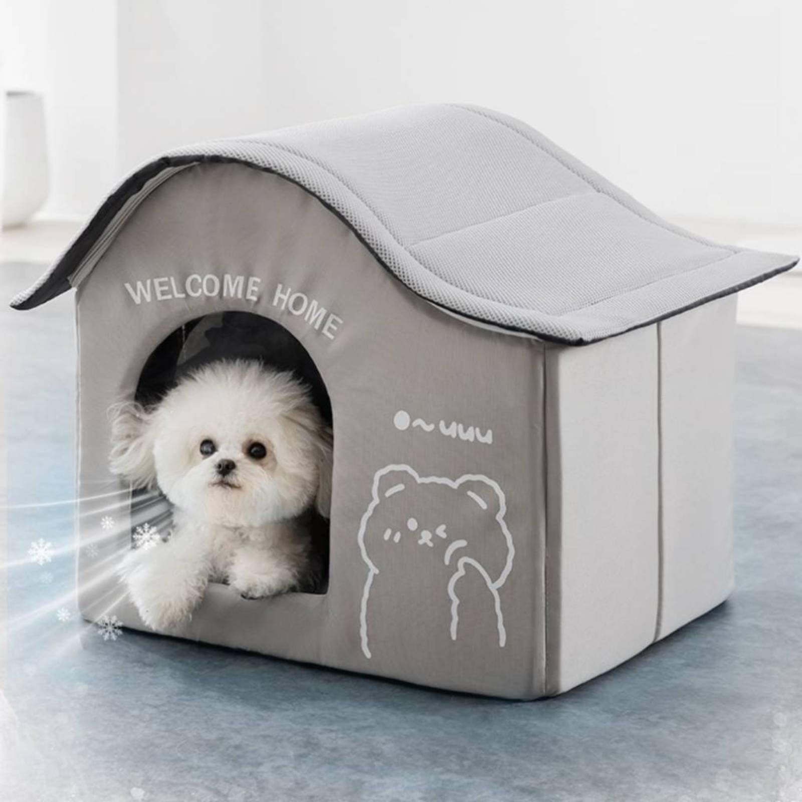 kowaku Rifugio Letto per Animali Cuccia Casa Struttura Isolante E Alloggio Ghiaccio per Benessere Estivo Adatto per Cani, Grigio Mylo + Scatola Di Ghiaccio, L Adatto Per Peso Entro 25 Jin
