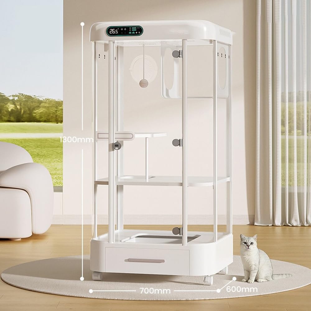 villa per gatti Villa for gatti con riscaldamento, ventilazione, telecamera e luce Per interni(Piccolo)