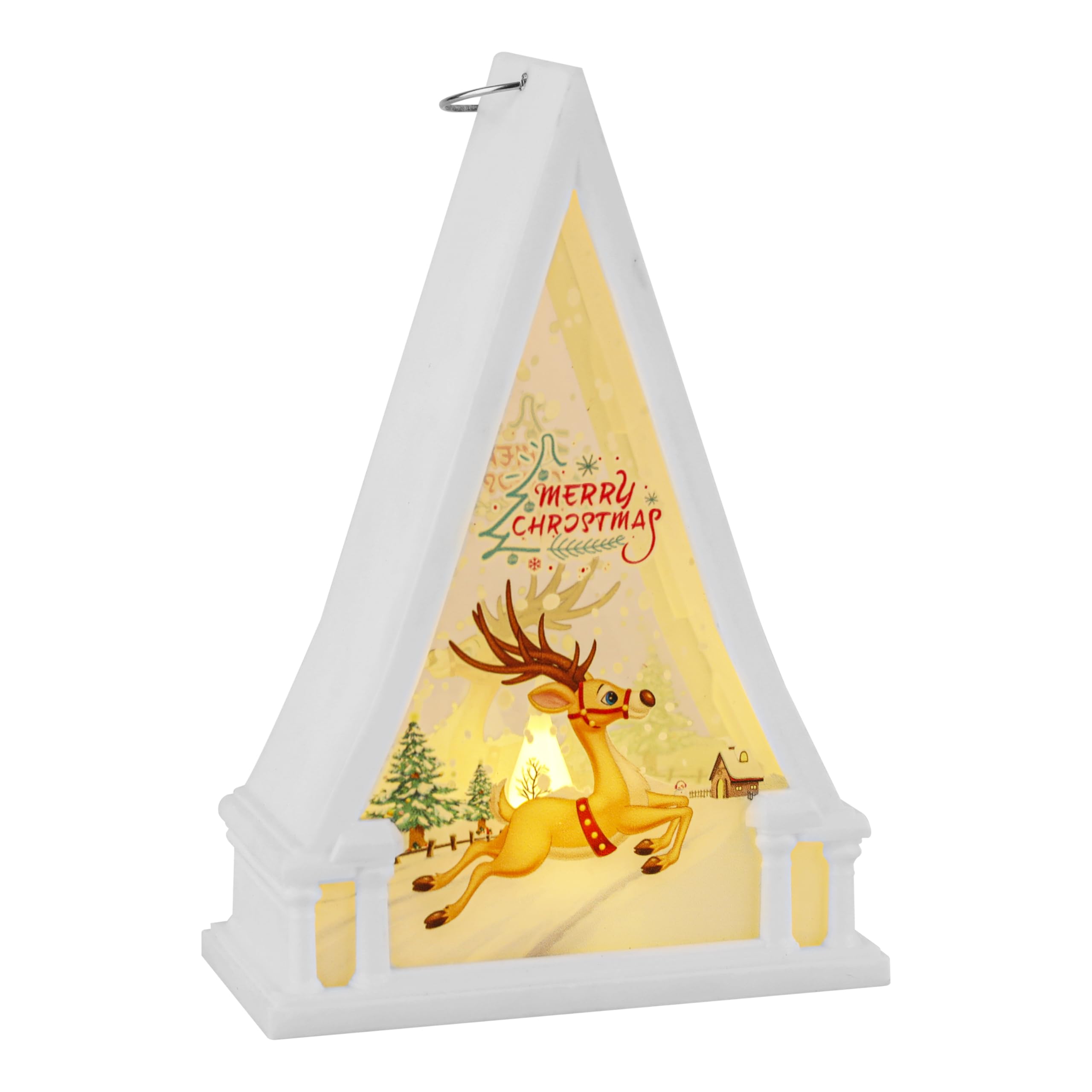 Belle Vous Portavelas Navideño de Decoracion - Farol de Cristal con Vela LED - Decoración Navideña Interior - Centro de Mesa Decorativo de Navidad para Fiestas y Bodas