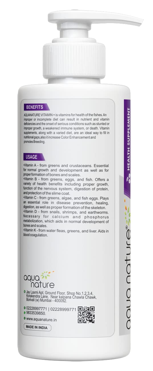 AquaNature® Vitamin+ Supplement for Health & Colour Enhancement for Freshwater & Saltwater Fishes (120ml)