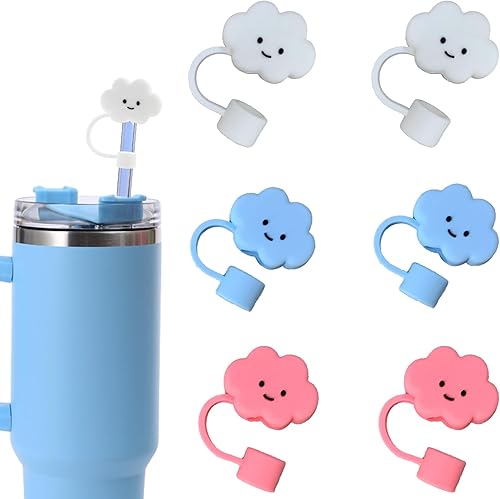Mikinya Stanley - 6 fundas de popote de silicona de 30 y 40 onzas (0.394 in), bonitas tapas para popotes reutilizables, tapas de popote