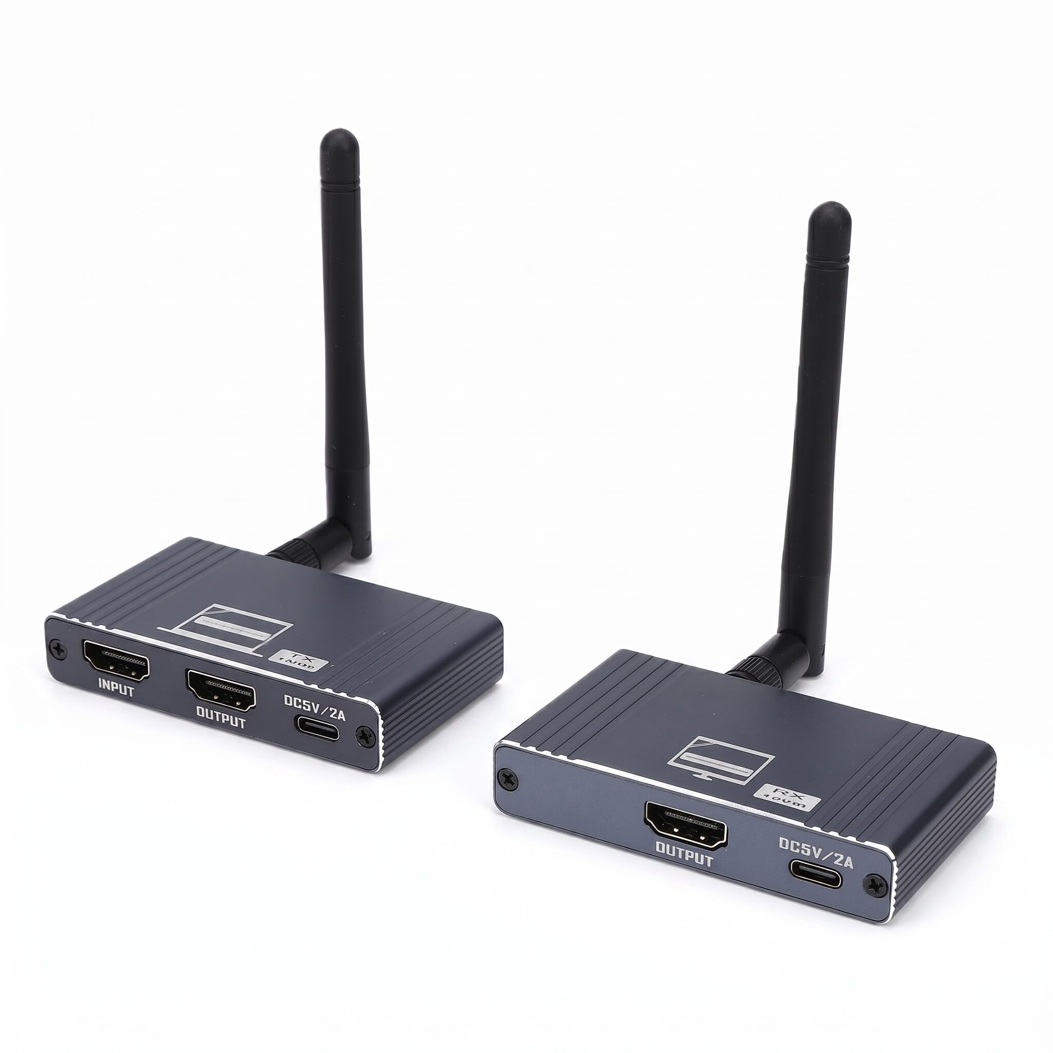 SENECESLI Zestaw Bezprzewodowego Przedłużacza HD, Bezprzewodowy Nadajnik-odbiornik HDMI do Strumieniowego Przesyłania Wideo HD, 1080P Przy 60 Hz, Plug and Play, Obsługa Dwuzakresowego 2.4G