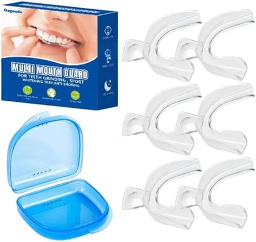 Mouth Guard for Grinding Teeth at Night, 6 Pack, BPA-Free, Dental-Grade, Customisable, with Storage Case, for Bruxism and Teeth Whitening