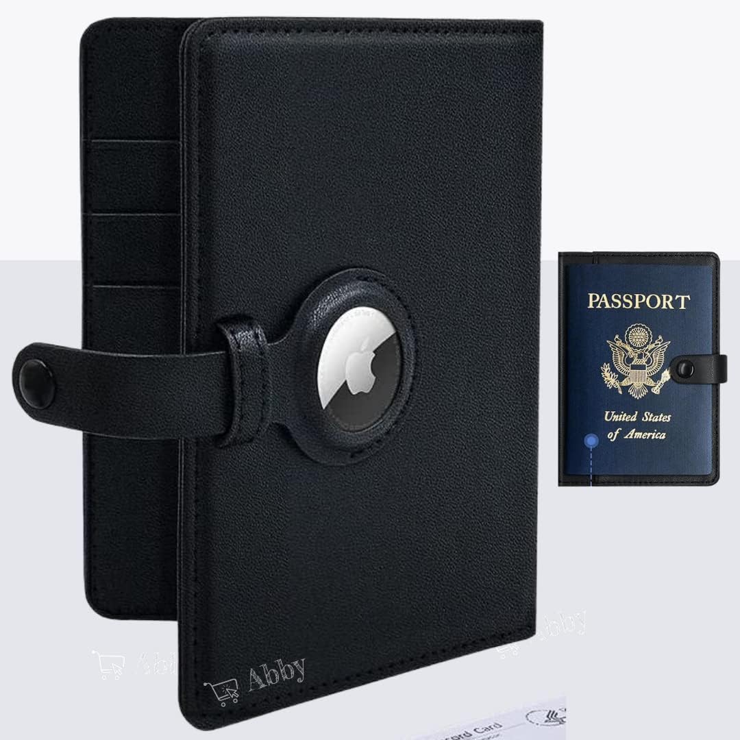 Abby's AirTag Trackable Wallet Passport Travel Luggage Bag with Apple AirTag Holder Case - with Vaccine Card Protector and AirTag Keychain : Clothing, Shoes & Jewelry