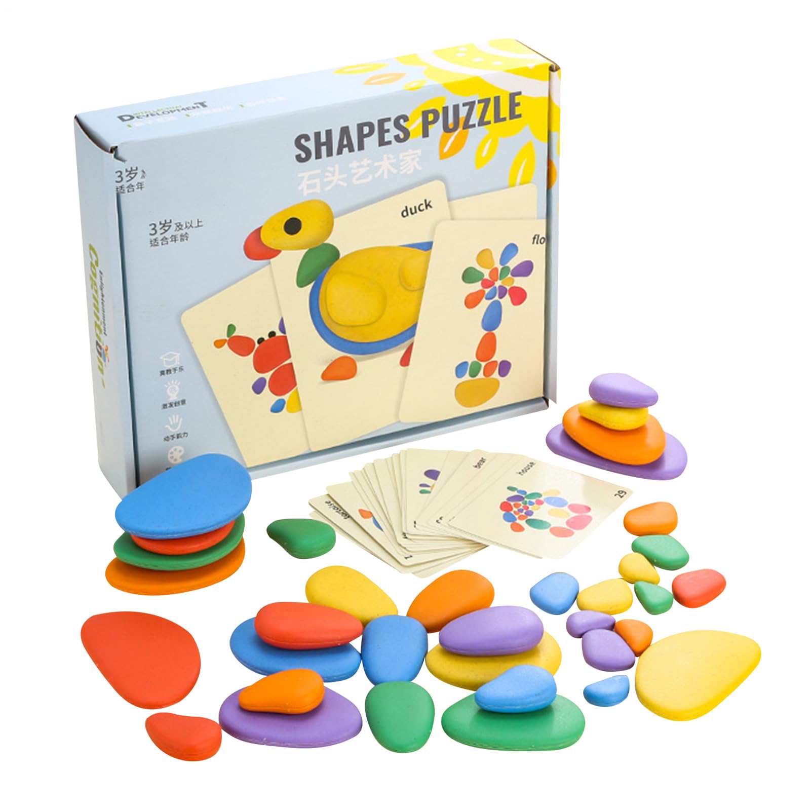 Rainbow Stacking Stones – Sorting Stacking Toys, Sensory Learning Pebbles, Educational Play | For Boys Girls Kids Children Years Old Age Birthday Xmas Open Ended Activity Gift