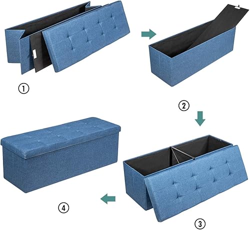 Vista 16 de GLOBALWAY HW65883SL Banco de almacenamiento plegable plateado, marco de metal, capacidad de peso de 350 libras, almacenamiento oculto de 120 litros