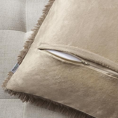 Image of Fall Throw Pillow Covers for Couch Faux Fur Decorative Pillows 18x18 Inches