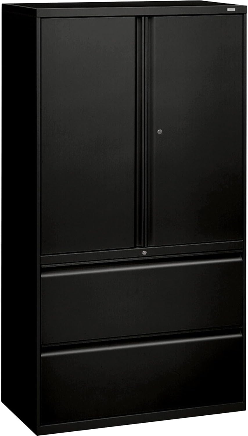 HON 800 Series 36 by 19-1/4-Inch Lateral File with Storage Cabinet, Black
