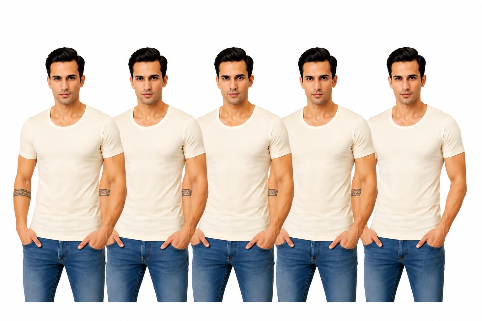 kothari Men's Cotton Ribbed Vest Round Neck Gym Vest Soft Breathable Innerwear Stretch Comfortable Casual Wear Undershirt Pack of 5-picture-17