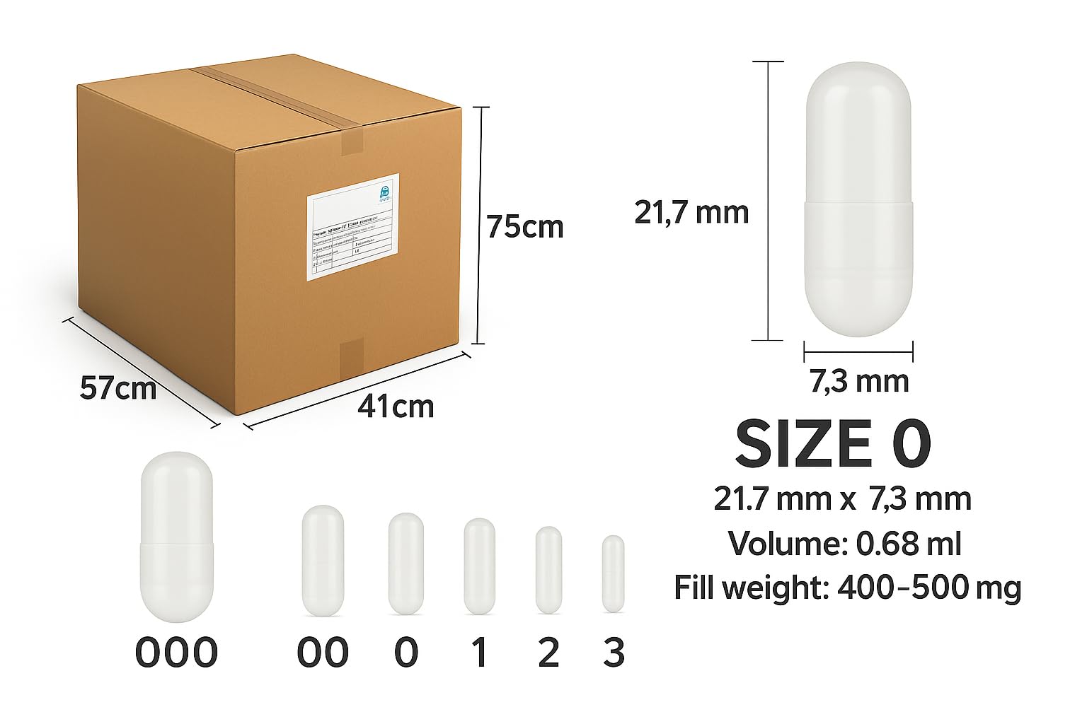Capsule Vuote Vegetali Misura 0 – 100.000 Pezzi | Capsule HPMC Trasparenti per Integratori | Facili da Riempire, Chiusura Rapida, Vegan, Senza OGM