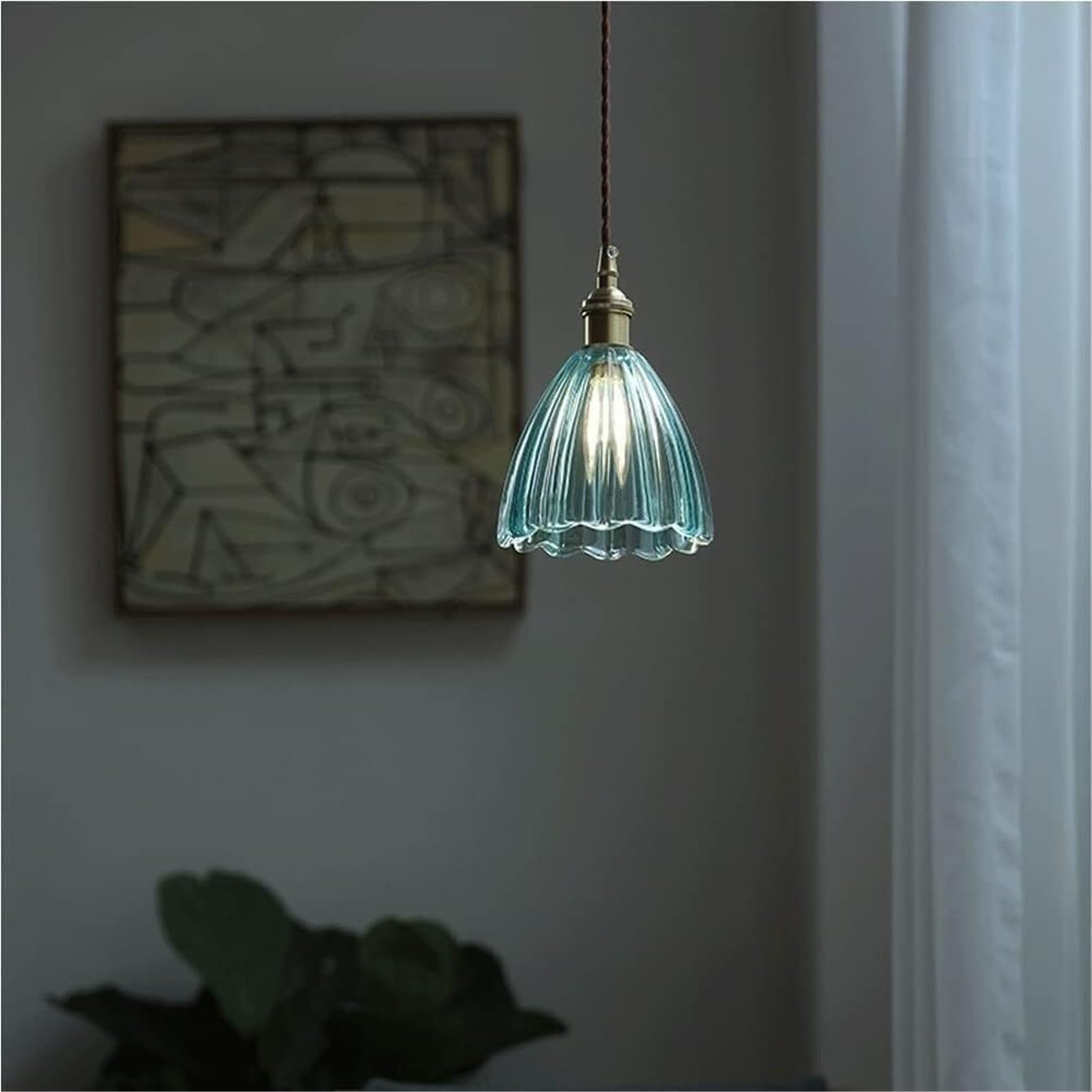 Lámpara colgante de cristal de latón japonés nórdico, iluminación colgante, accesorio de techo, acento creativo for baño, vestidor