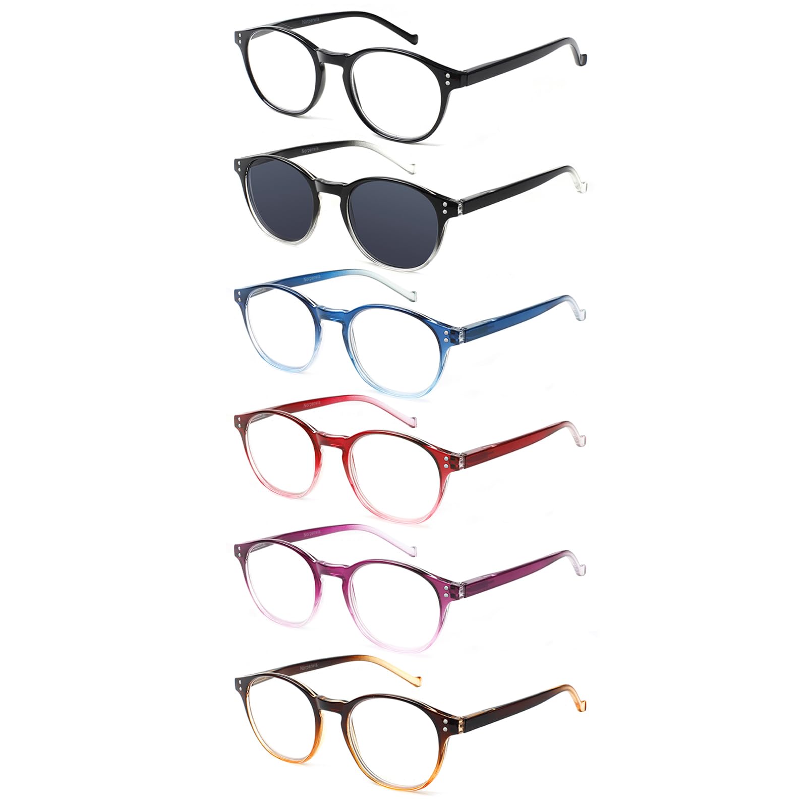 NORPERWIS 5 Pairs Reading Glasses Spring Hinge Blue Light Blocking Readers Glasses for Men and Women (Mix Color-1, 1.75)
