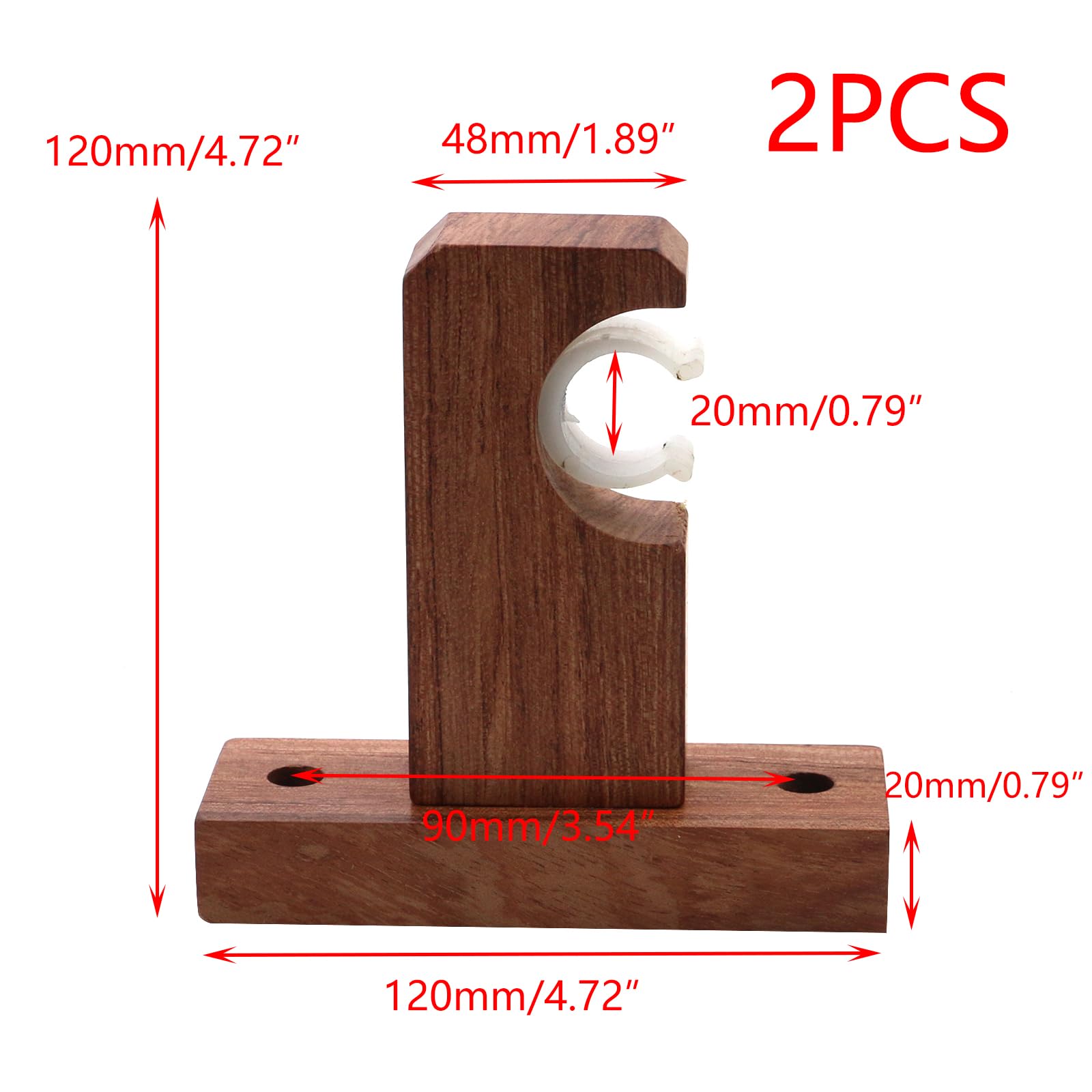 Crapyt 2 PCS Curtain Rod Holders Wood Curtain Rod Bracket Window Hardware Rod Holders for Room, Living Room, Office 4.72