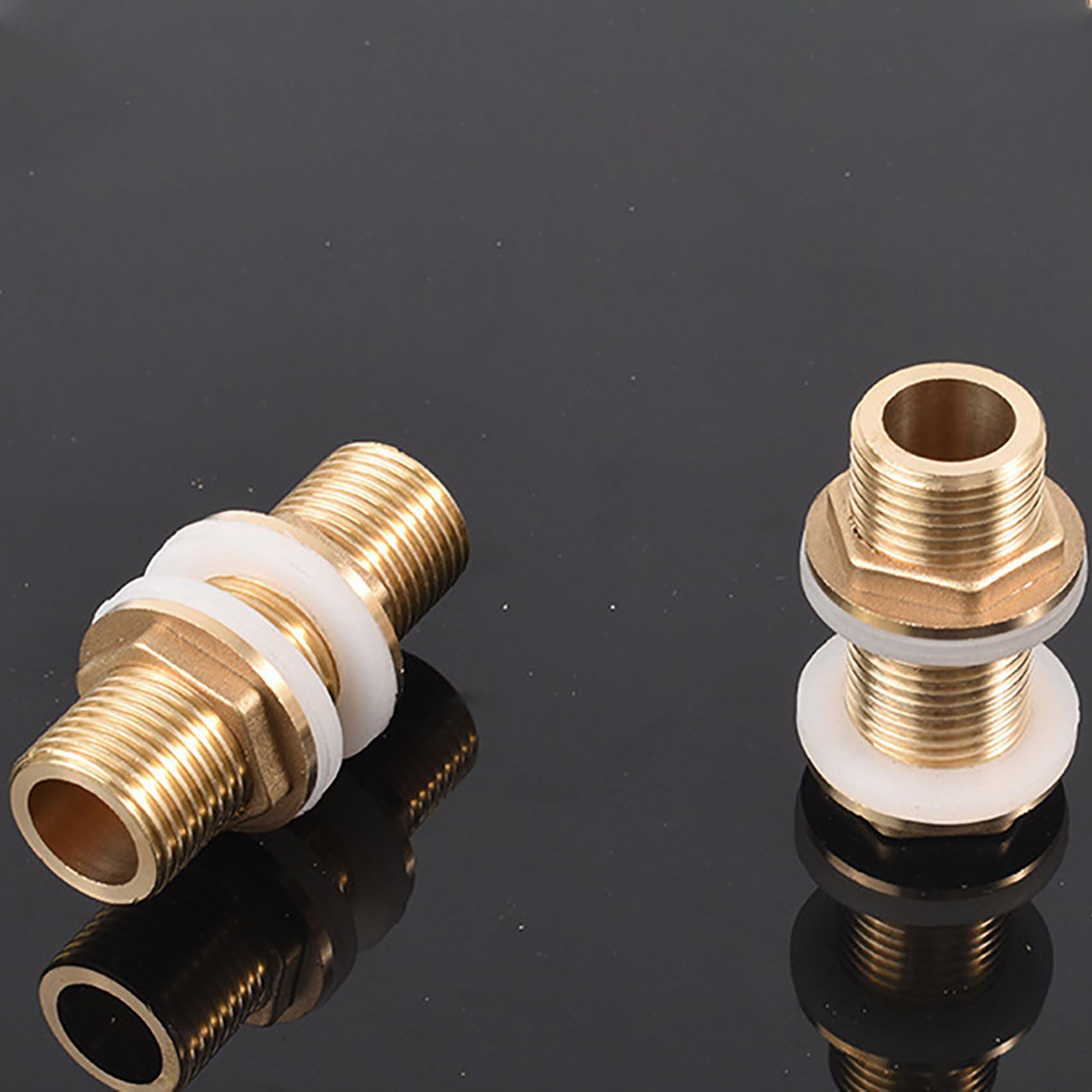 Raccordo in ottone, G3/4, maschio, adattatore per tubo, con guarnizioni in silicone, per serbatoi d'acqua, ottone, tono oro, adatto per aperture da 21 a 26 cm (5 pezzi G3/4)