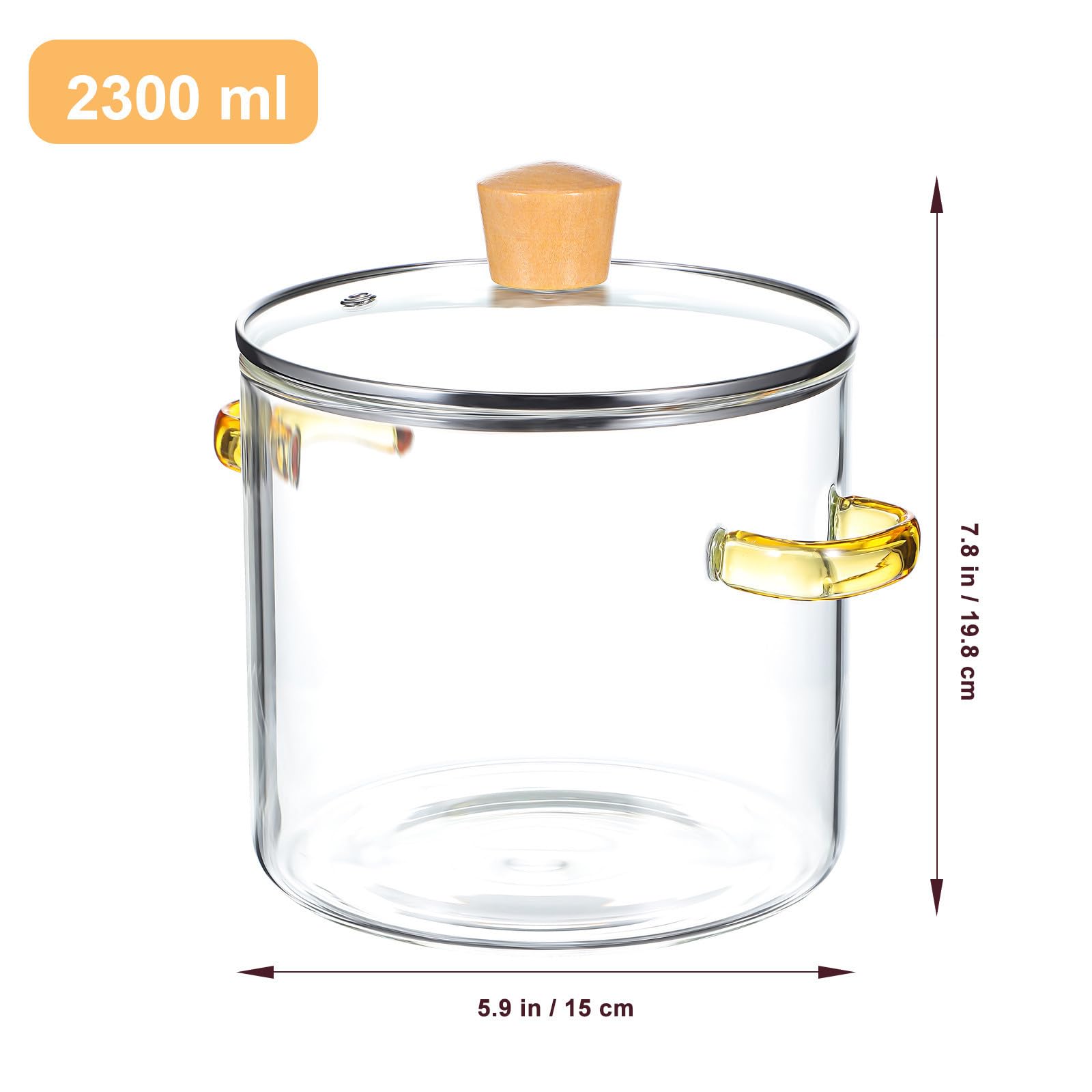 Olla de Vidrio para Estufa de 2300ml Asas de Madera