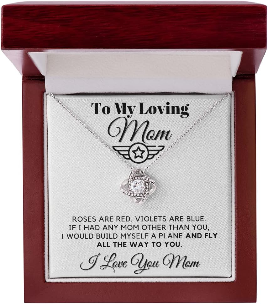 Pilot's Mom Love Knot Necklace - Mothers Day Gifts, Boy Mom Necklaces For Women, Mama Necklace Gift Son, Birthday Gifts Ideas, To My Loving Mom Necklace From Son, Valentines Day Gift, Mother Love Necklace, Brithday Gifts For Her, Christmas Gift Mom