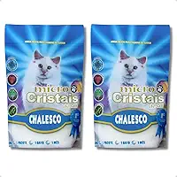 Kit com 2 Pacotes Areia Sílica Micro Cristais para Gatos Chalesco Absorção 100%, Antibacteriano Eliminador de Odores 1,8kg