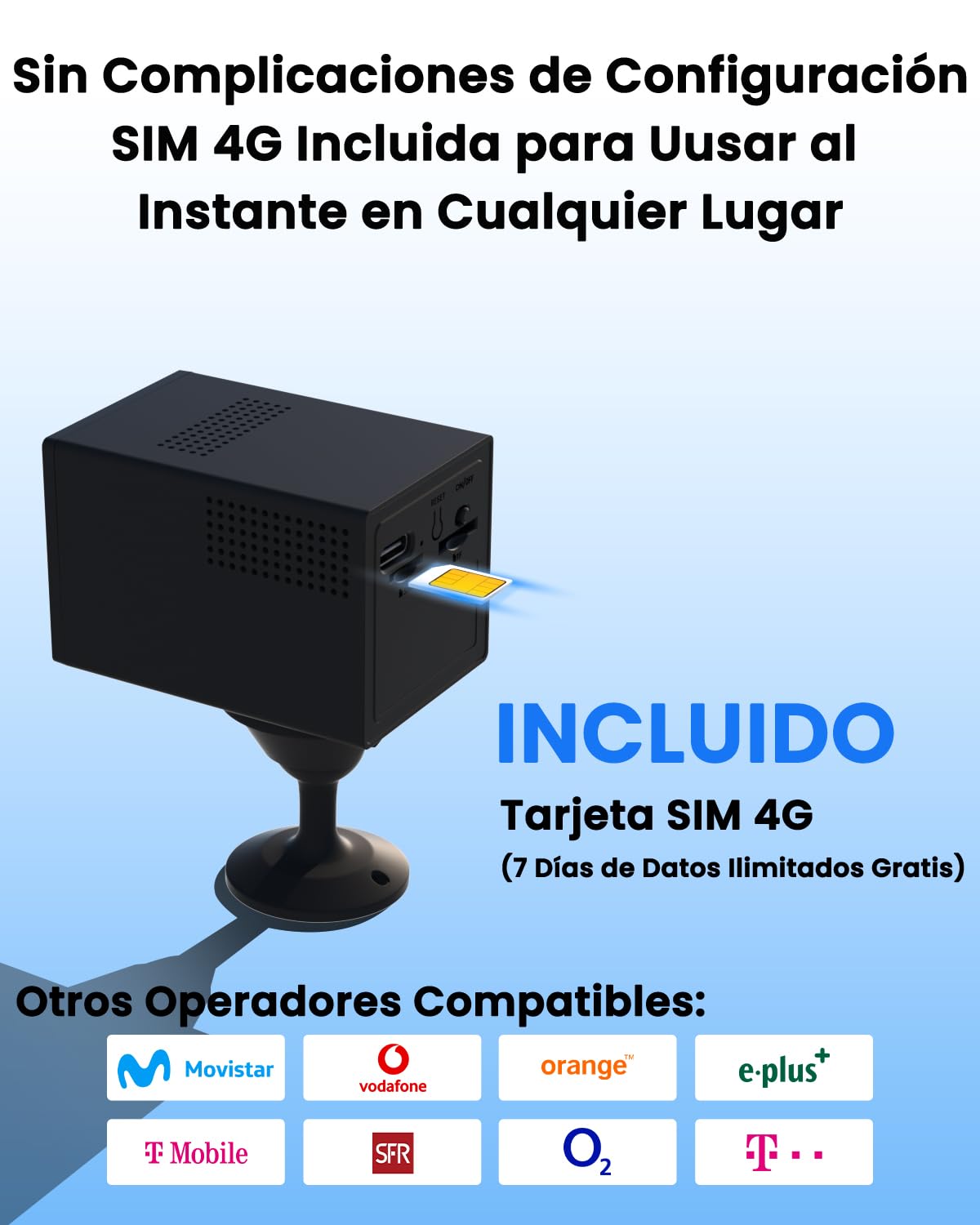UCOCARE 4G LTE Camara Vigilancia SIM, 4MP Mini Videovigilancia sin Internet
