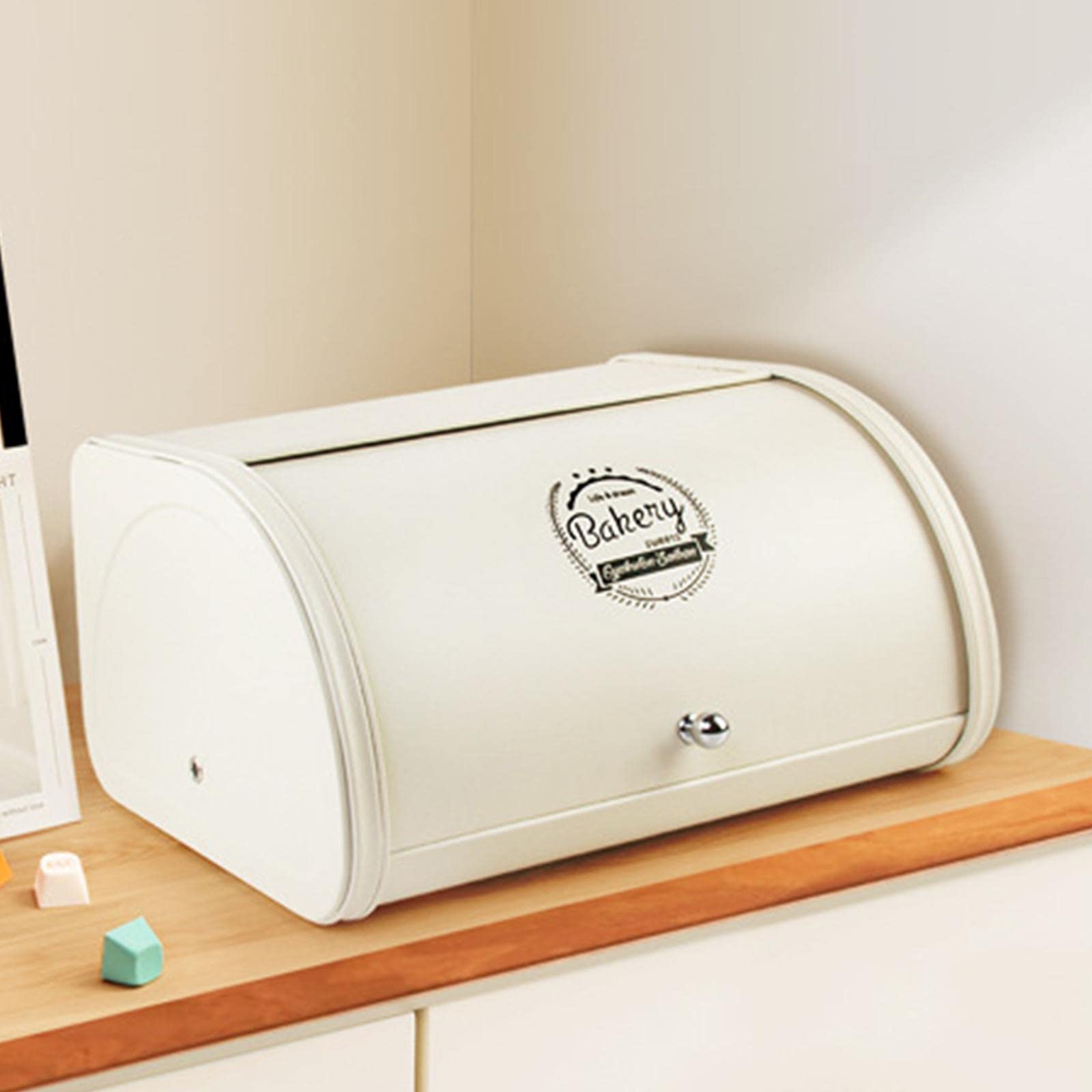 Panera de metal con tapa enrollable de gran capacidad para encimera de cocina