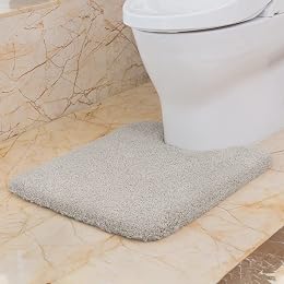 VANZAVANZU Toilet Rugs for Bathroom U Shaped, Contour Bath Rugs for Toilet Bath Mats for Bathroom Non Slip Extra Soft Absorbant Microfiber Shaggy Thick Toilet Rugs U Shaped (U 20"*24", Light Gray)