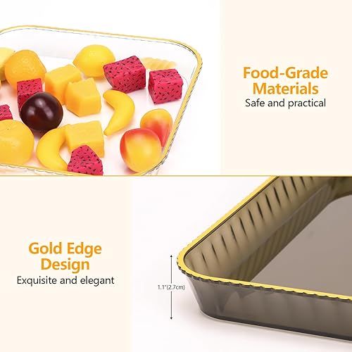 Miniatura 2 de Juego de bandejas organizadoras con 3 bandejas diferentes, juego de bandejas decorativas con borde dorado, bandeja de exhibición para cosméticos,