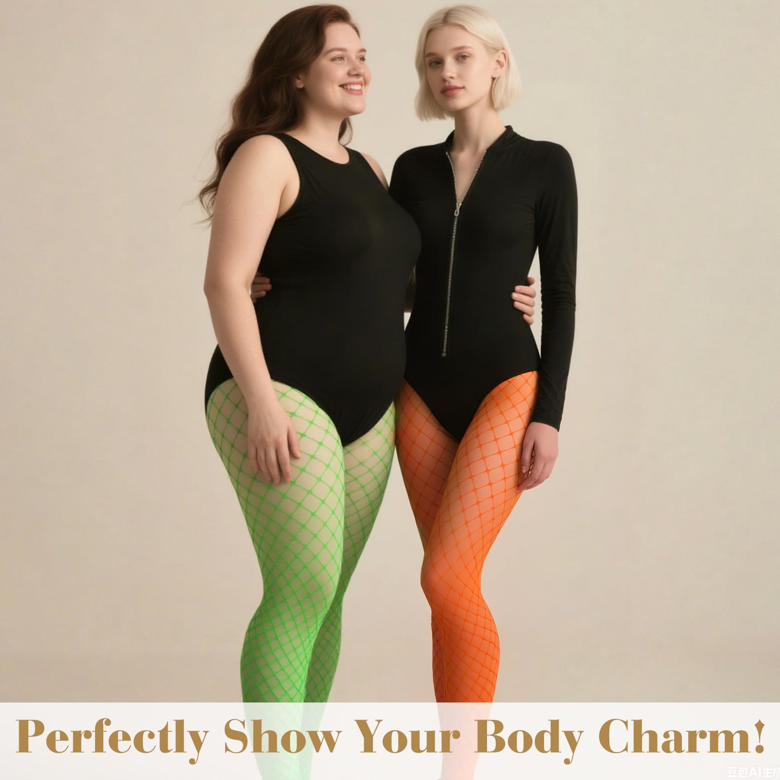 PLULON Fishnet Stocking for Women High Waist Tights Women Fishnet Tights Neon Fishnets Pantyhose Stockings: One Size Blue, Green, Orange 3