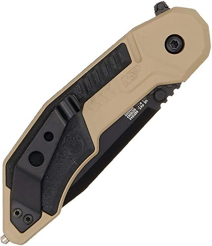 Miniatura 4 de Smith & Wesson M&P SWMP3BSD - Cuchillo plegable asistido SS de 7.1 pulgadas con hoja dentada Tanto de 2.8 pulgadas y mango de aluminio para