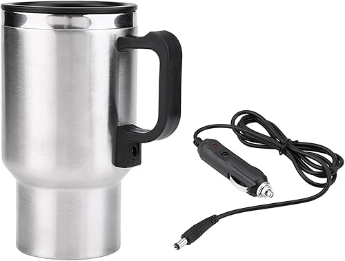 Miniatura 8 de Taza de calefacción para automóvil, taza de viaje de acero inoxidable de 12 V 15.2 fl oz con encendedor de cigarrillos, taza de café de viaje para