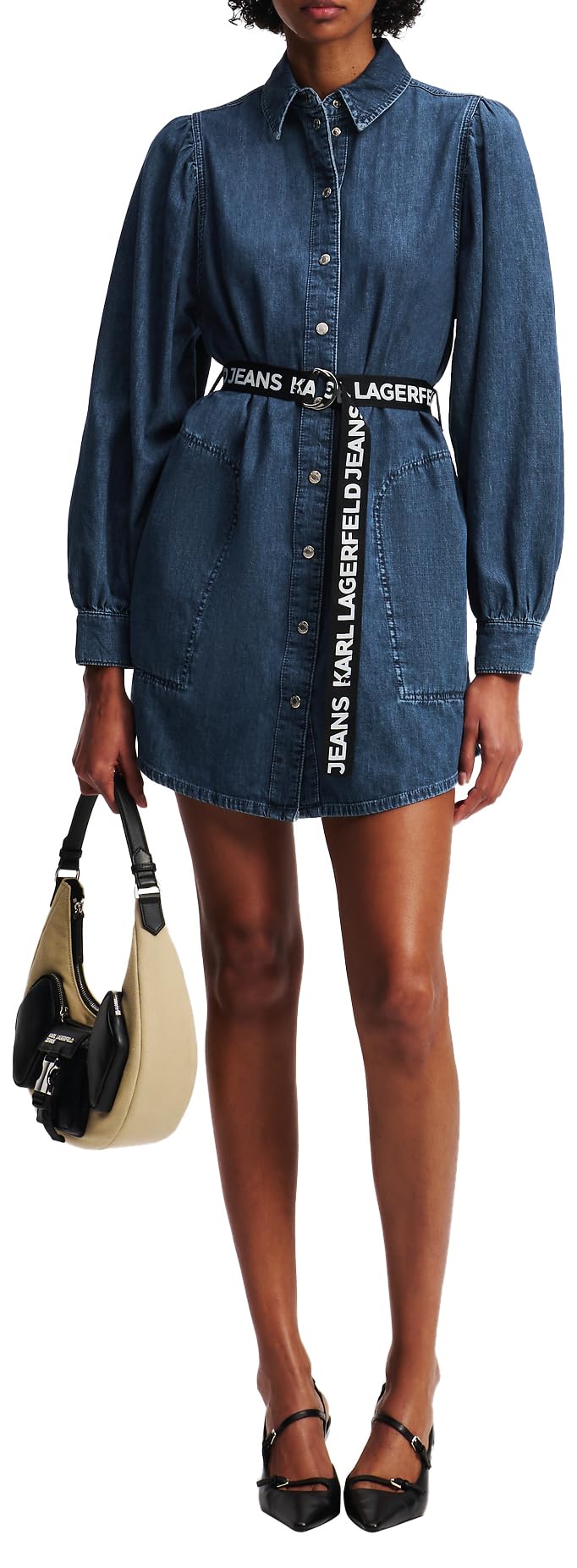Karl Lagerfeld Jeans Damen Puff Sleeve Denim Dress