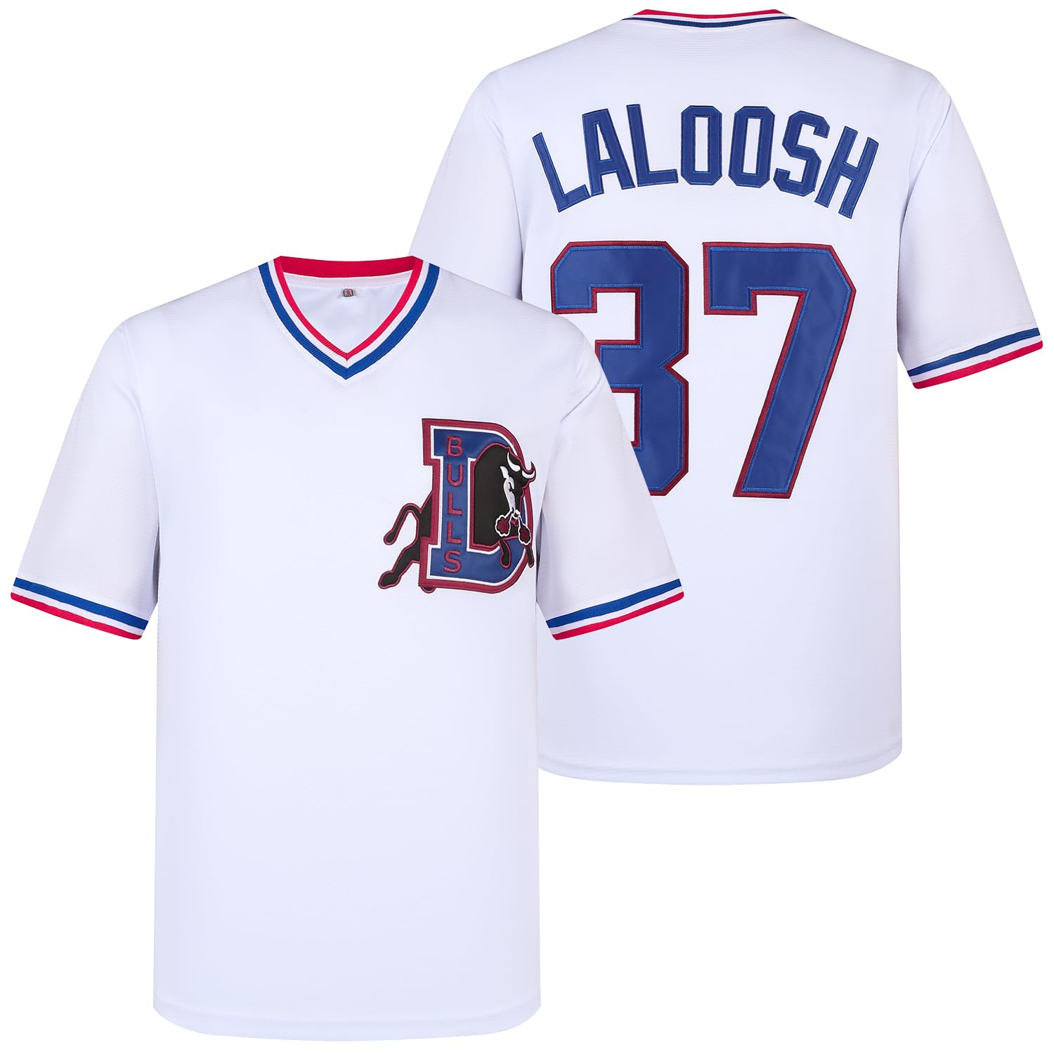 kioken Bull Durham Jerseys,Crash Davis 8 Ebby Calvin LaLoosh 37 Baseball Shirt for Men White S-XXXL (Small, White_37)