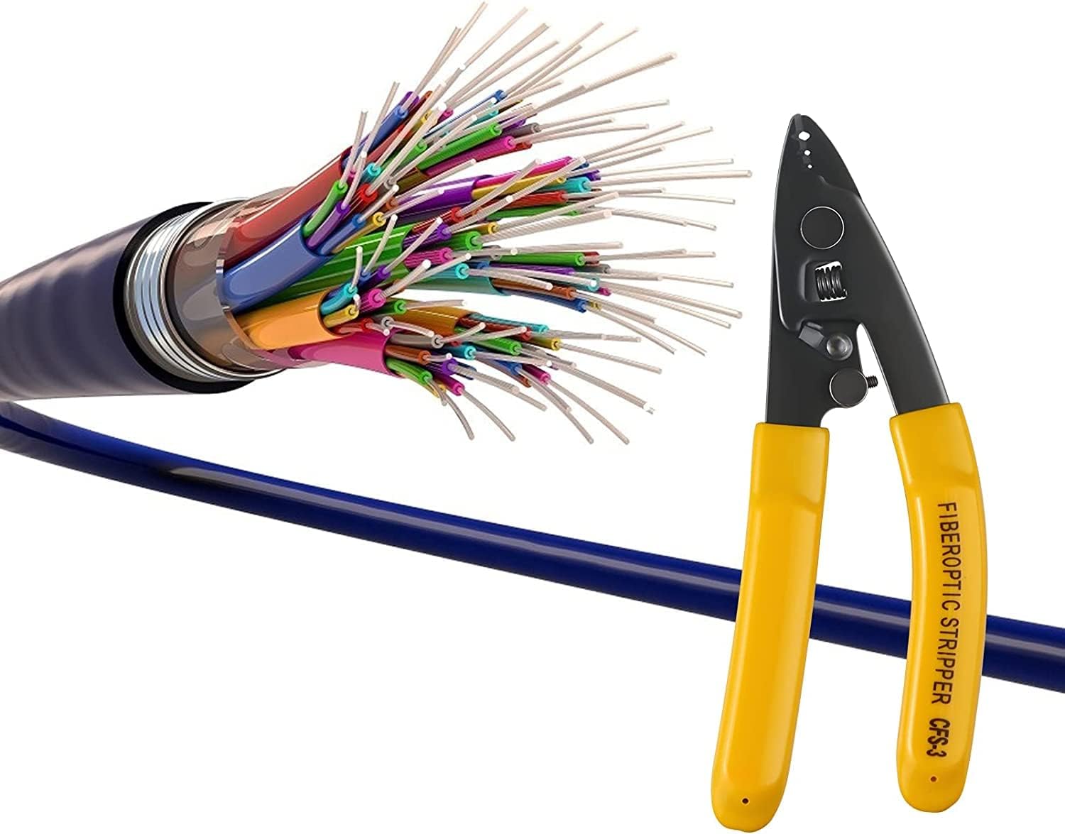 6PC CFS-3 Fiber Optic Stripper 3 Port Hole Fiber Optic Stripping Tool with 6" handle - Hex Key Adjustable For Jacket, Buffer, and 125μm-250μm Coating Stripping