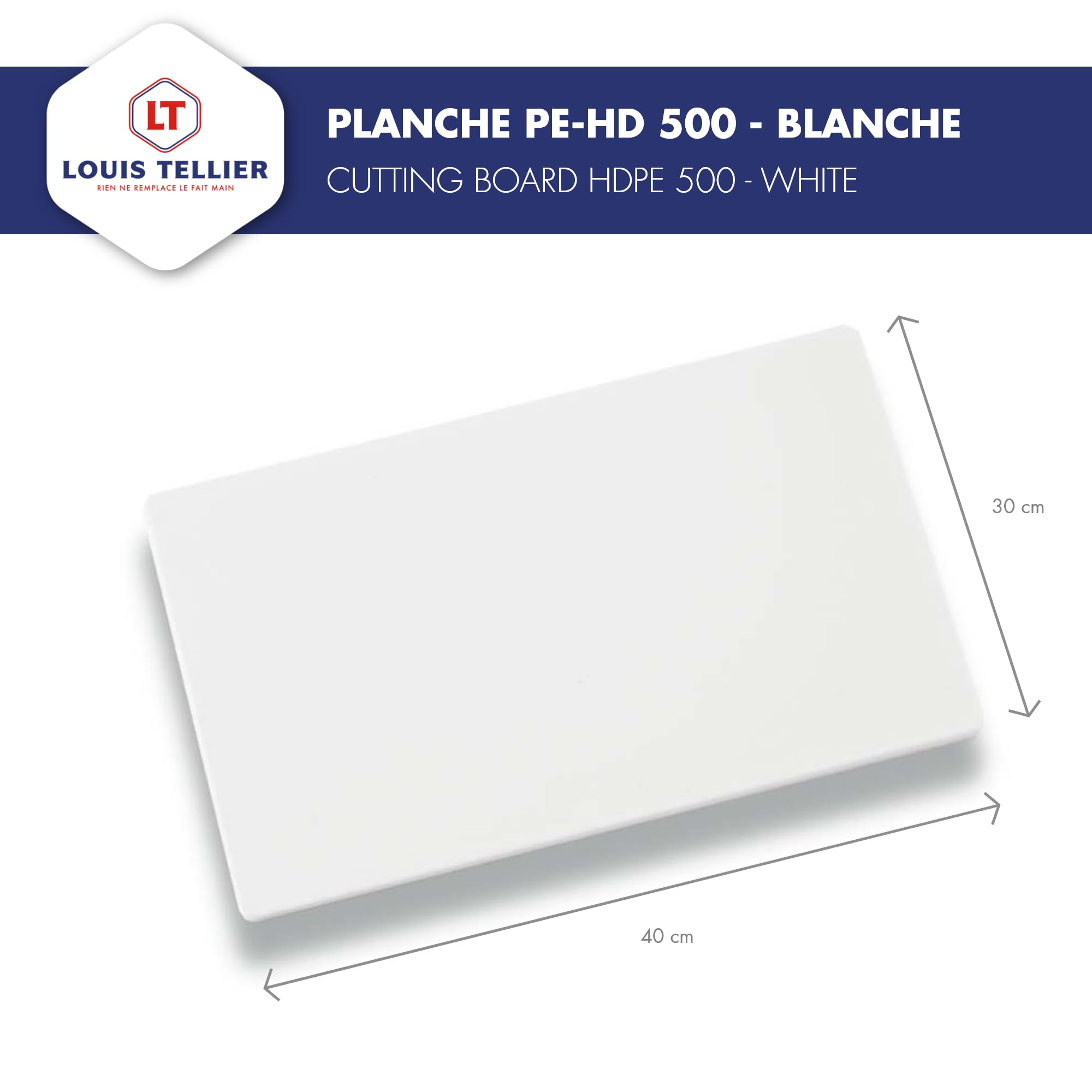 ABEL DESIGN - Ensemble de planches à découper pour cuisine, 2 planches à découper MEDIUM SMALL épaisseur 0,8 cm, planches à découper HACCP en polyéthylène blanc de haute qualité, fabriquées en