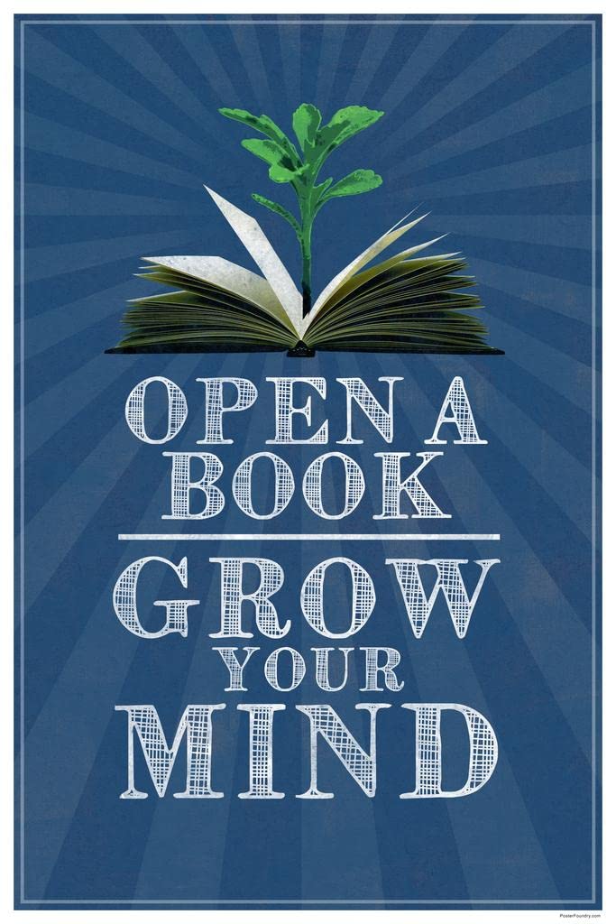 Laminated Library Posters Open A Book Grow Your Mind Literature Poster Classroom Elementary Literature School Dry Erase Wall Art 16x24