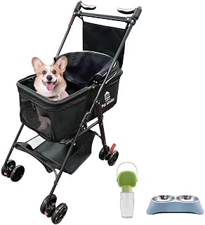 XINYI XL Pet Stroller for Large Dogs up to 50lbs - Foldable Running & Travel Cart with Rain Cover, 360° Wheels, Oxford Fabric
