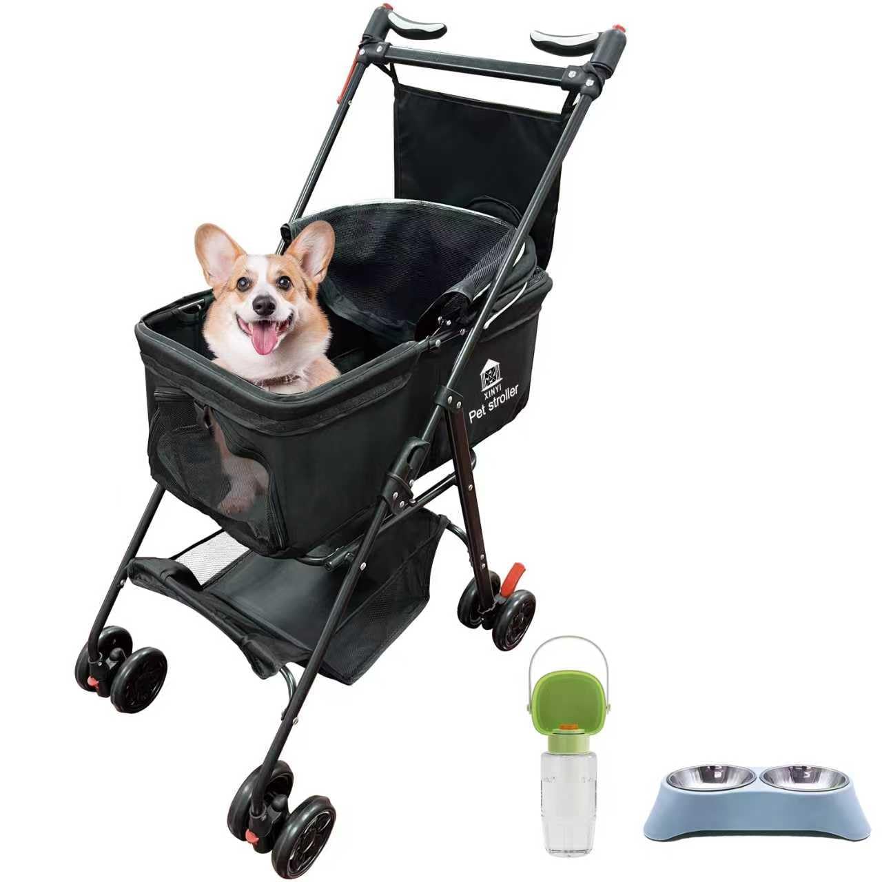 XINYI XL Pet Stroller for Large Dogs up to 50lbs - Foldable Running & Travel Cart with Rain Cover, 360° Wheels, Oxford Fabric